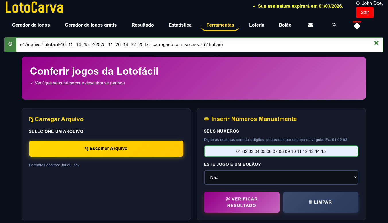 Configuração de Bolão