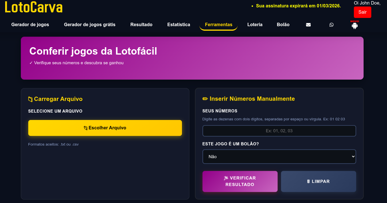 Painel do Conferidor
