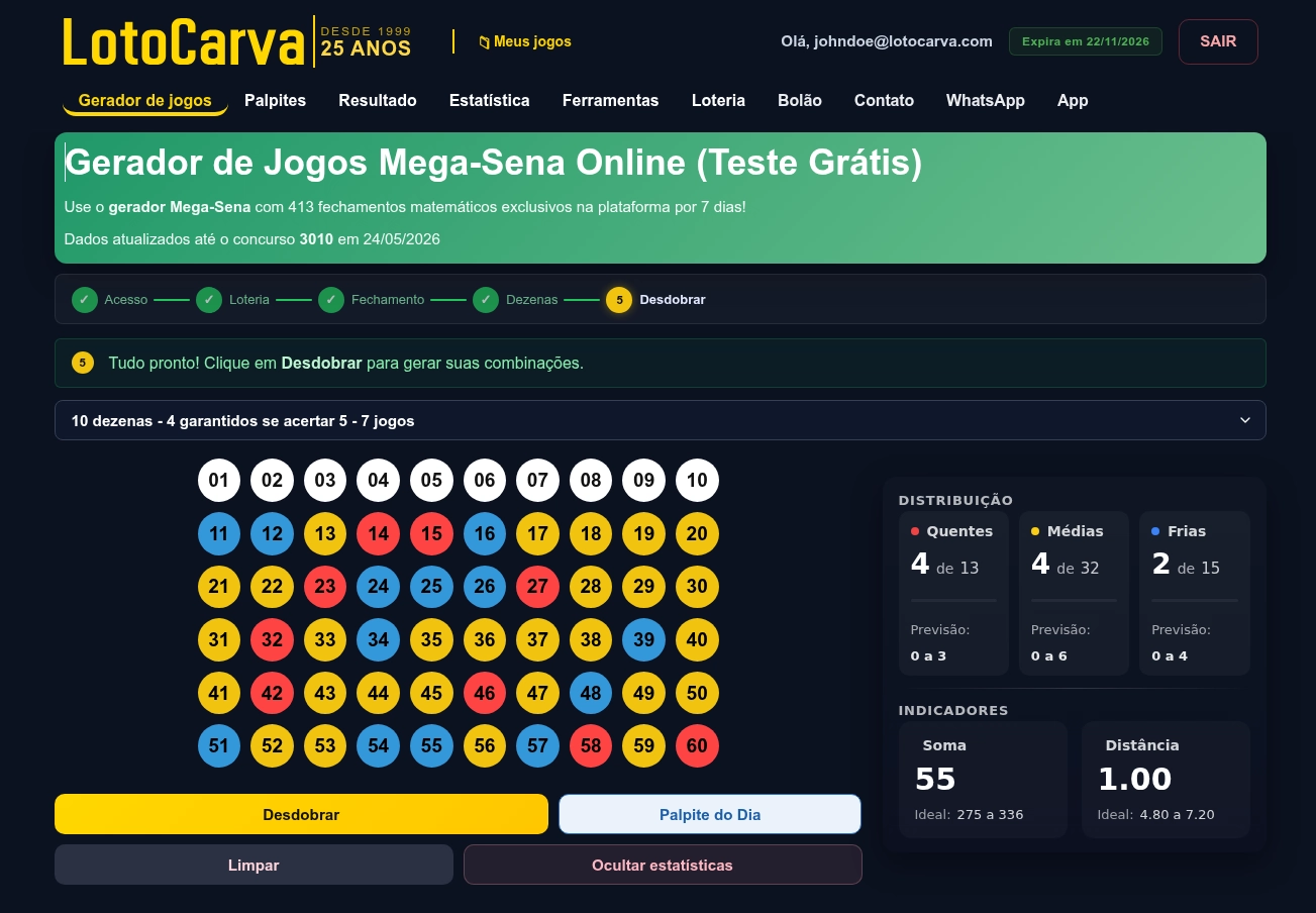 Gerar jogos da Mega-Sena para imprimir nas cartelas