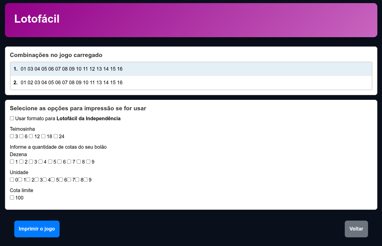 Apostas carregadas com sucesso